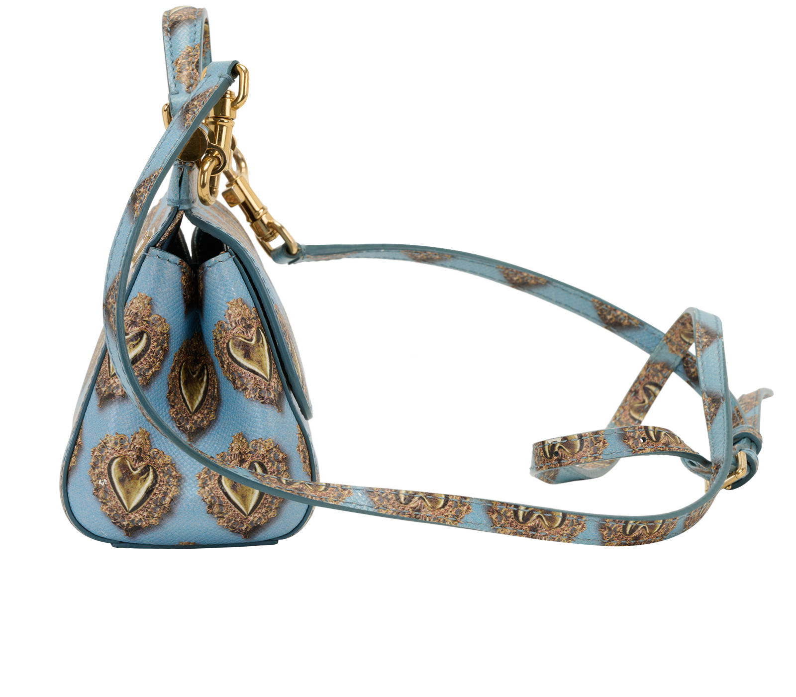 Mini Miss Sicily Sacred Hearts, &pound;450, Handbags, Blue, Leather, Bottom view